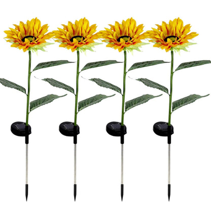 Simulation Sunflower LED Lights for Garden - Solar-Powered (4 Pcs)