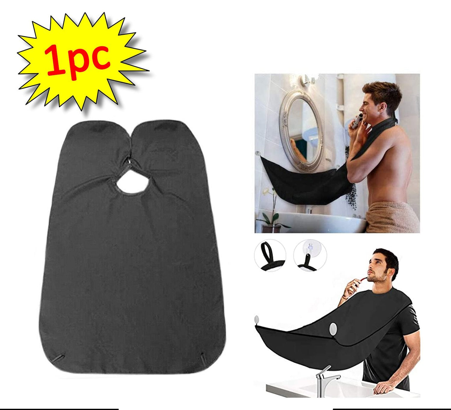 Grooming Bib with Hair Clippings Catcher - Black Beard Apron