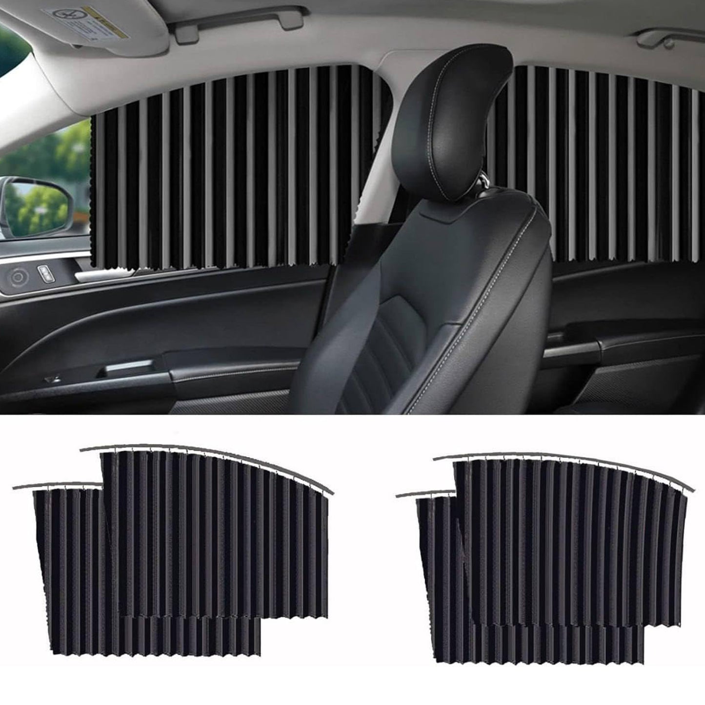 SunGuard Car Window Curtains - Heat & Sunshade Protection (4 Pcs Set)