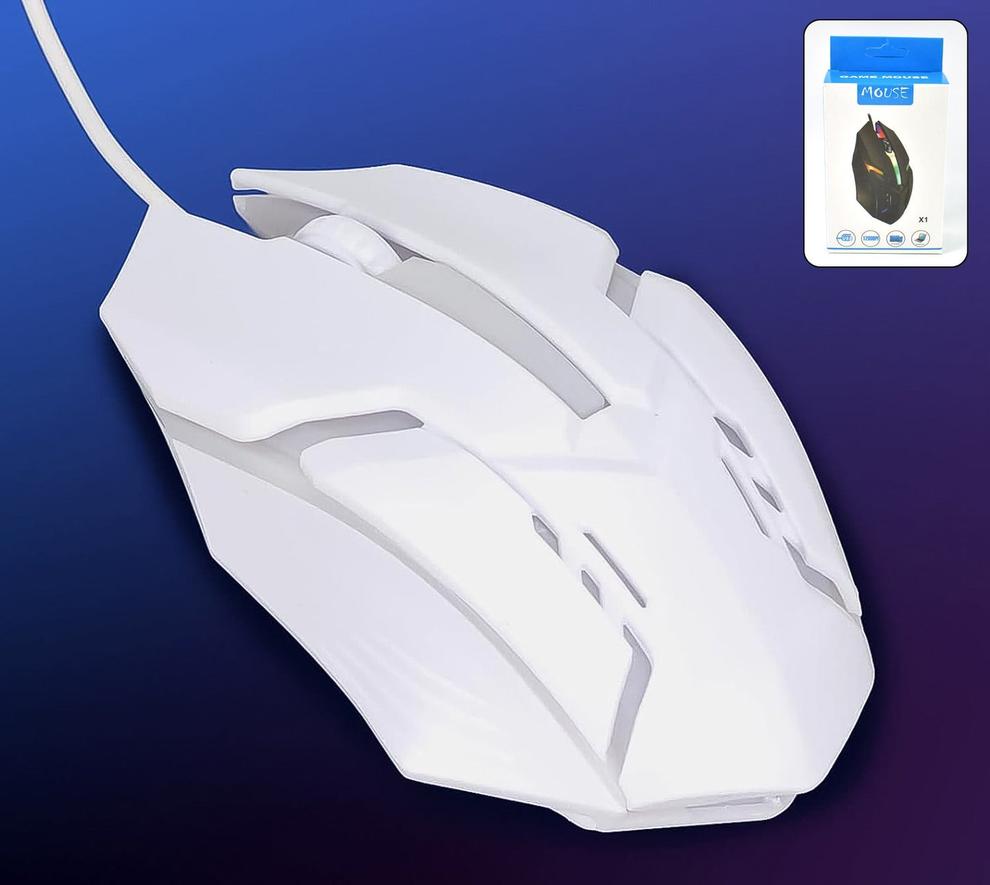 Colorful Lighting, 1200 DPI-USB Wired Ergonomic Gaming Mouse (1 Pc / White)