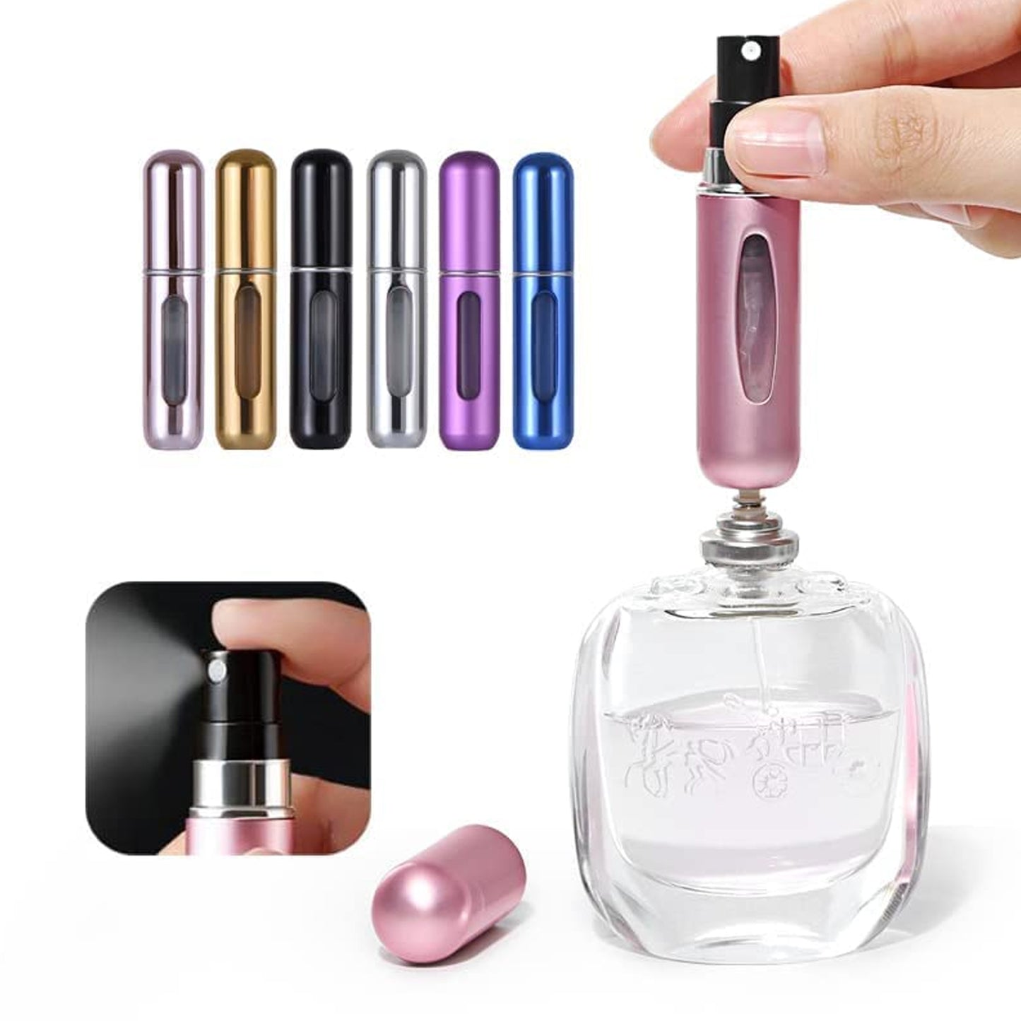 Mini Perfume Refillable Atomizer Container - Portable Spray Bottle for Traveling (1 Pc / Mix Color)