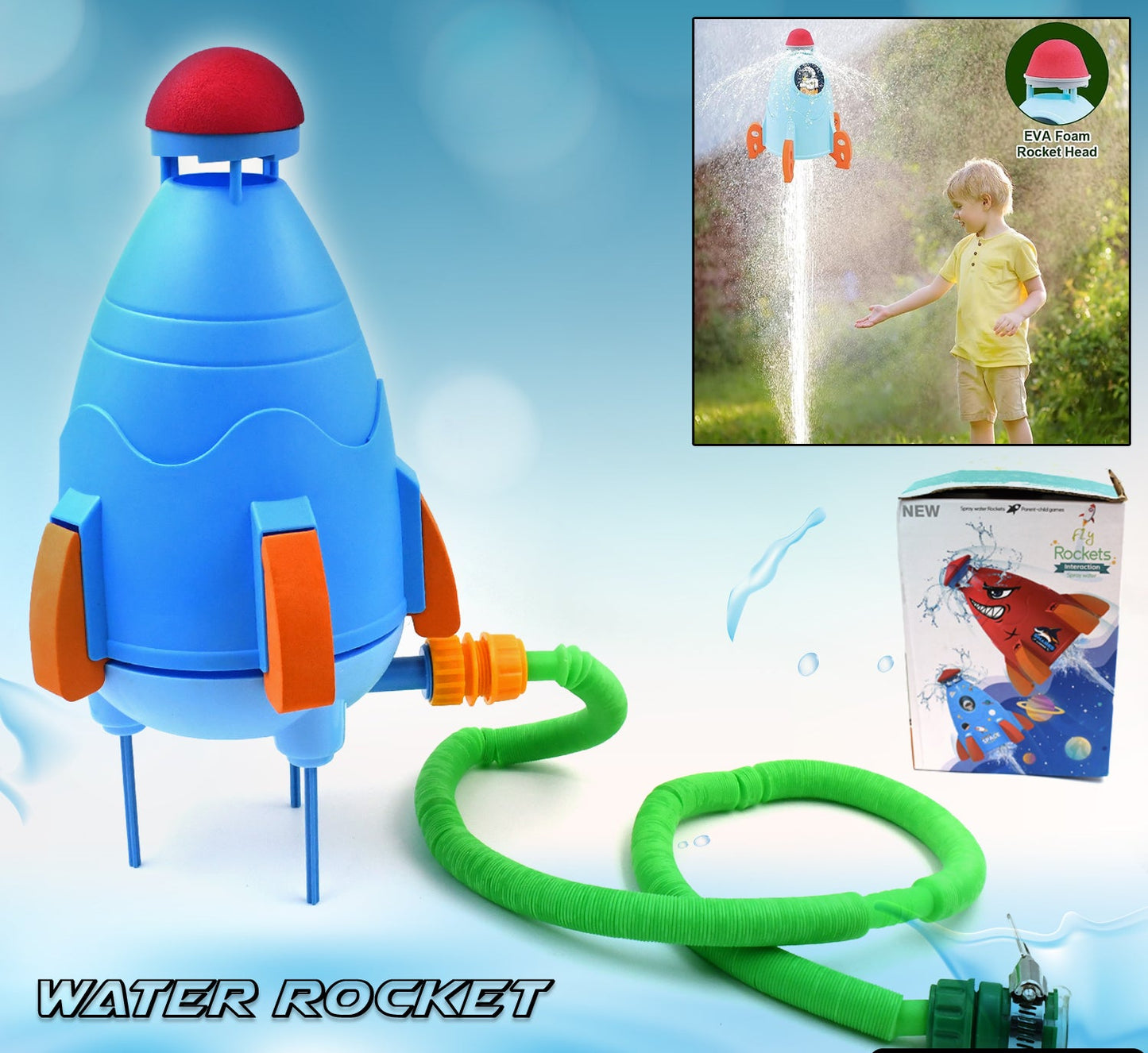 Sprinkler Rocket Launcher Summer Toys for Kids - Outdoor Water Spray Fun (1 Set)