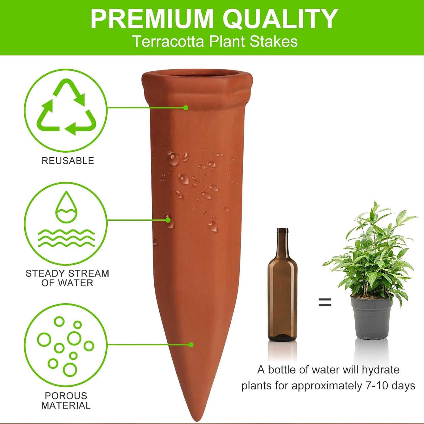 Plant Watering Spikes - Terracotta Wine Bottle Stakes (4 Pcs Set)