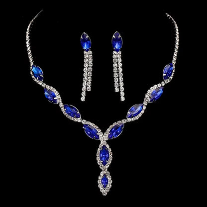 Bridal Radiance: Mixed Color Necklace and Earrings Set