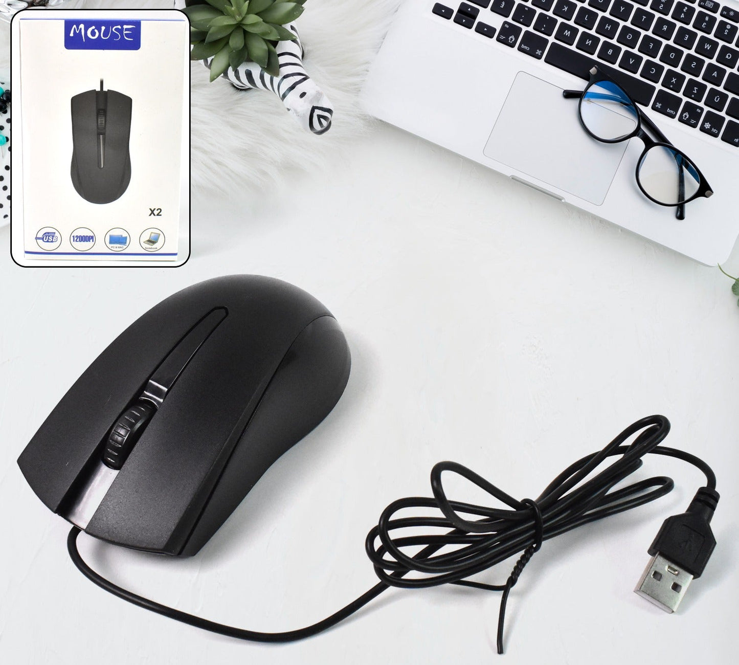 Laptop Wired Optical Mouse X2 (1 Pc)