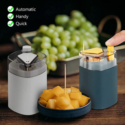 Automatic Pop-Up Round Toothpick Dispenser Plastic Holder For Kitchen