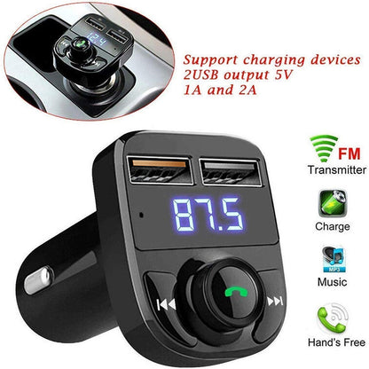 Car Bluetooth FM Transmitter with Fast Dual USB Charger - 3.1A Quick Charge