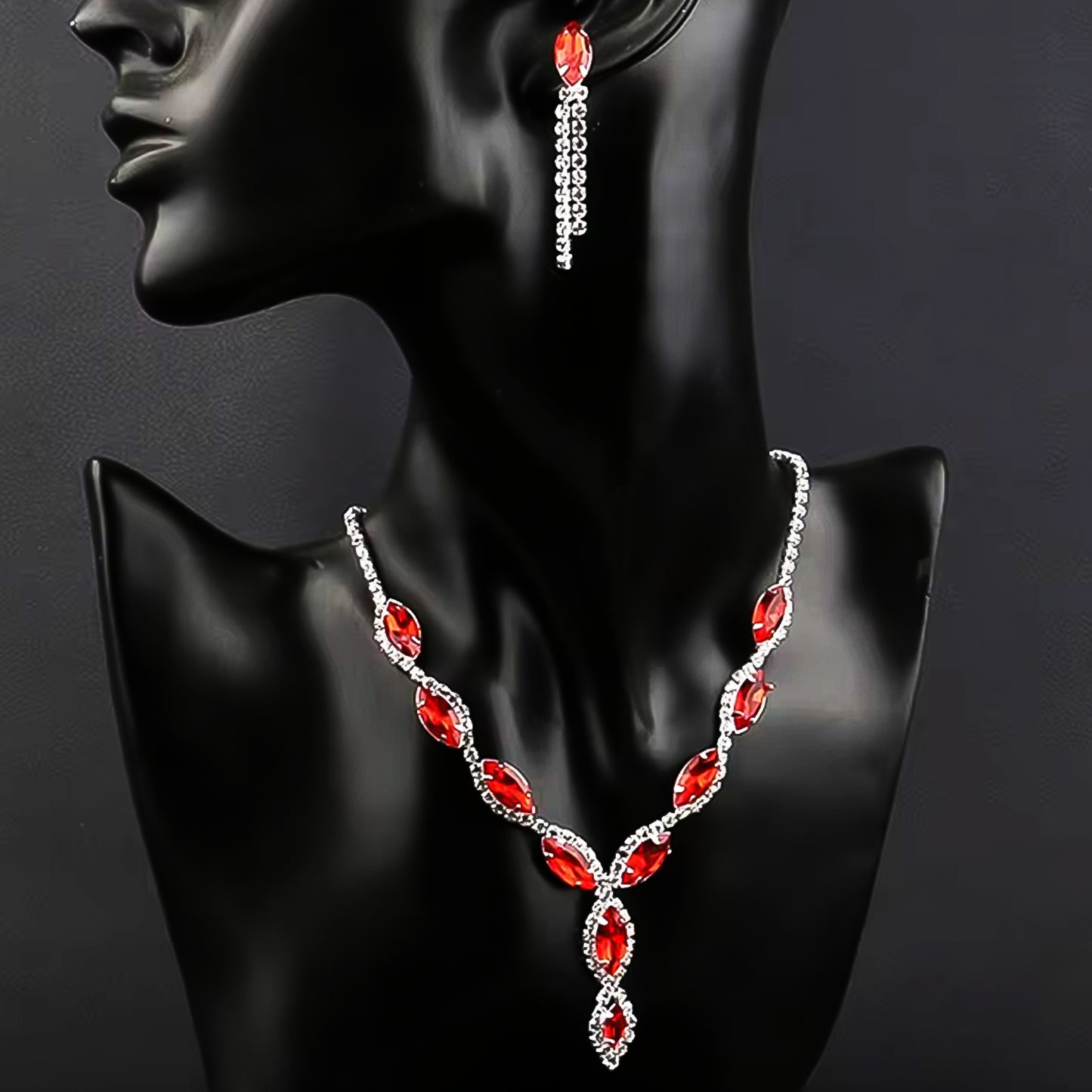 Bridal Radiance: Mixed Color Necklace and Earrings Set