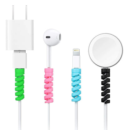 Spiral Charger Cable Protector 10-Pack - Universal Data Cable Saver for Earphones, Headphones, and Charging Cords