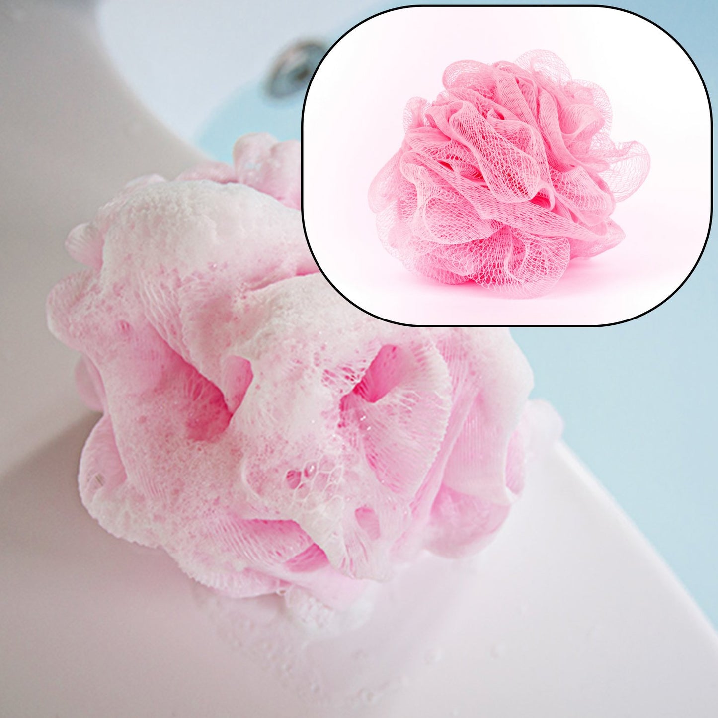 Bath Shower Loofah Sponge Pouf - Body Scrubber (Pack of 6)