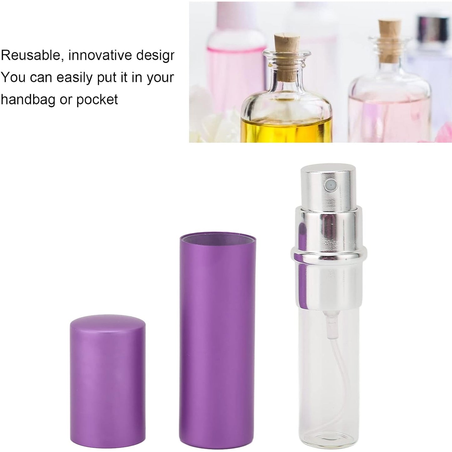 Portable Refillable Perfume Bottle – Fine Mist Spray for Sanitizer and Makeup