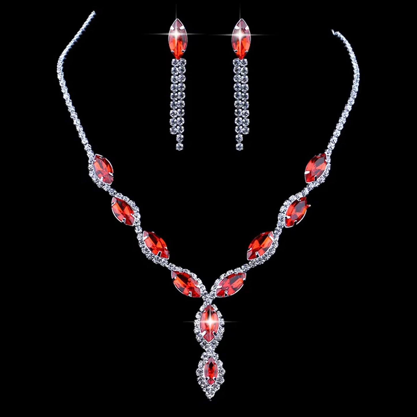 Bridal Radiance: Mixed Color Necklace and Earrings Set