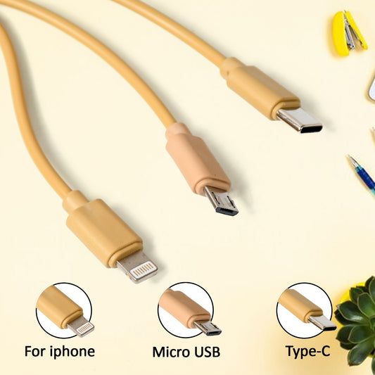 Versatile 3-in-1 Retractable Charging Cable – Micro USB, Type-C, Fast Charging for Android & iOS Devices