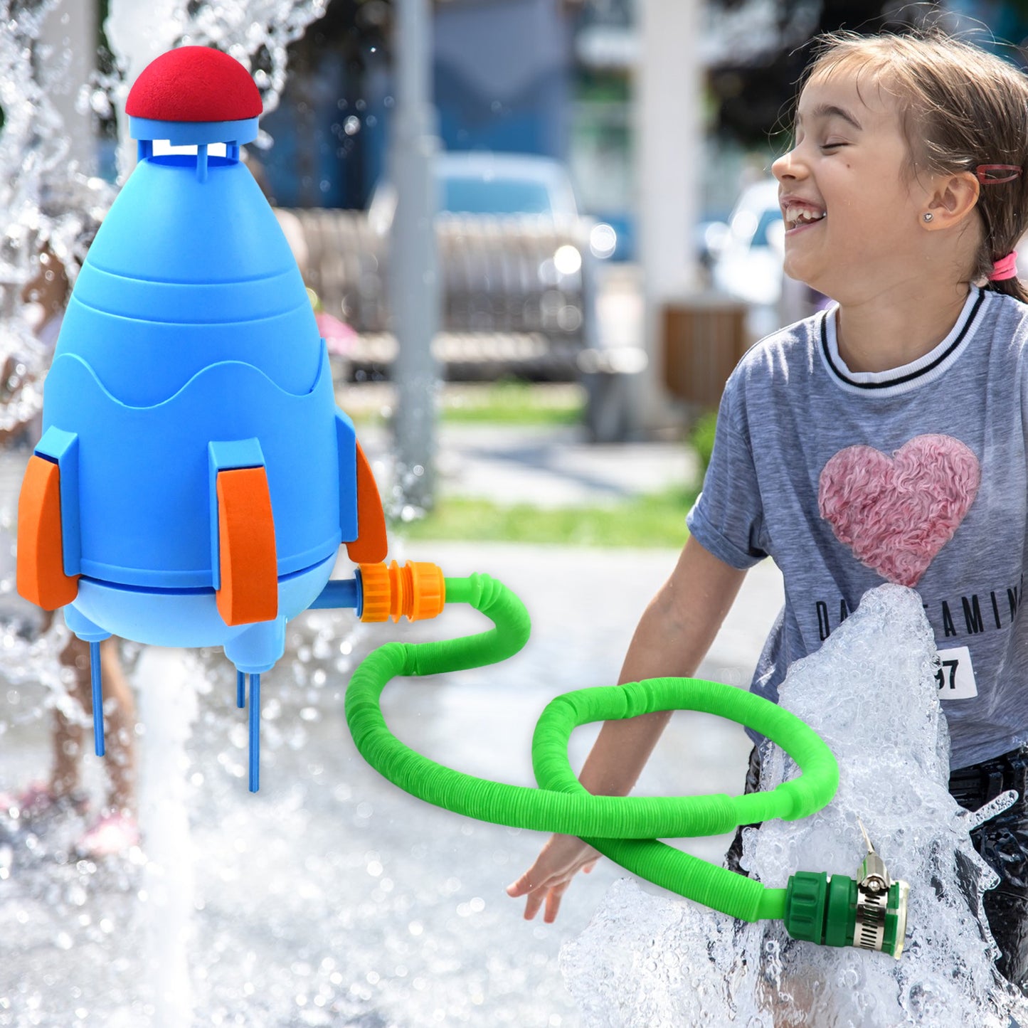 Sprinkler Rocket Launcher Summer Toys for Kids - Outdoor Water Spray Fun (1 Set)