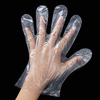 SKY WALLS Plastic Transparent Disposable Clear Gloves (White) (100Pc)