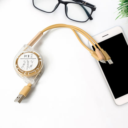 Versatile 3-in-1 Retractable Charging Cable – Micro USB, Type-C, Fast Charging for Android & iOS Devices