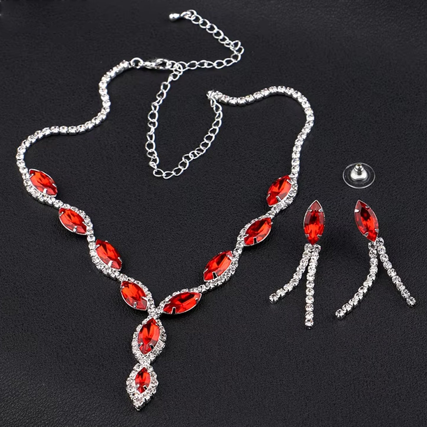 Bridal Radiance: Mixed Color Necklace and Earrings Set