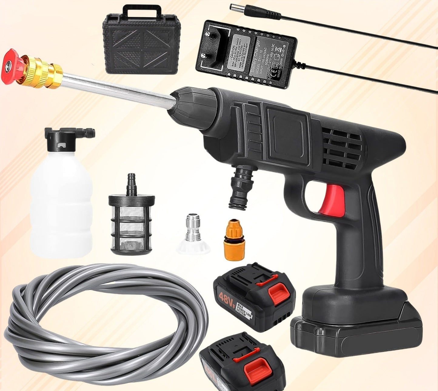 Double Battery Cordless Car Washer with 21V Charger