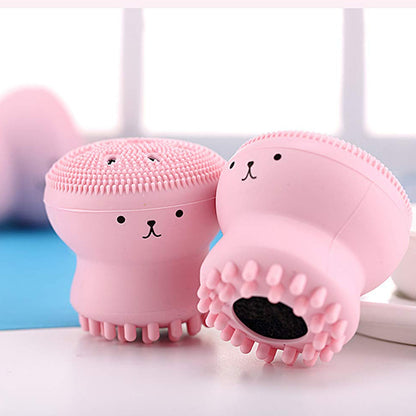 Cute Octopus Shape Silicone Face Scrubber Massager - Facial Cleansing & Skincare Tool (1PC)