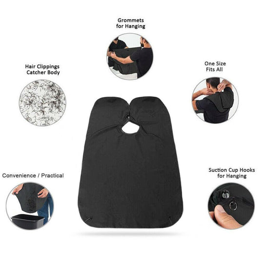 Grooming Bib with Hair Clippings Catcher - Black Beard Apron