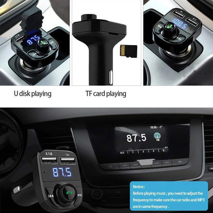 Car Bluetooth FM Transmitter with Fast Dual USB Charger - 3.1A Quick Charge