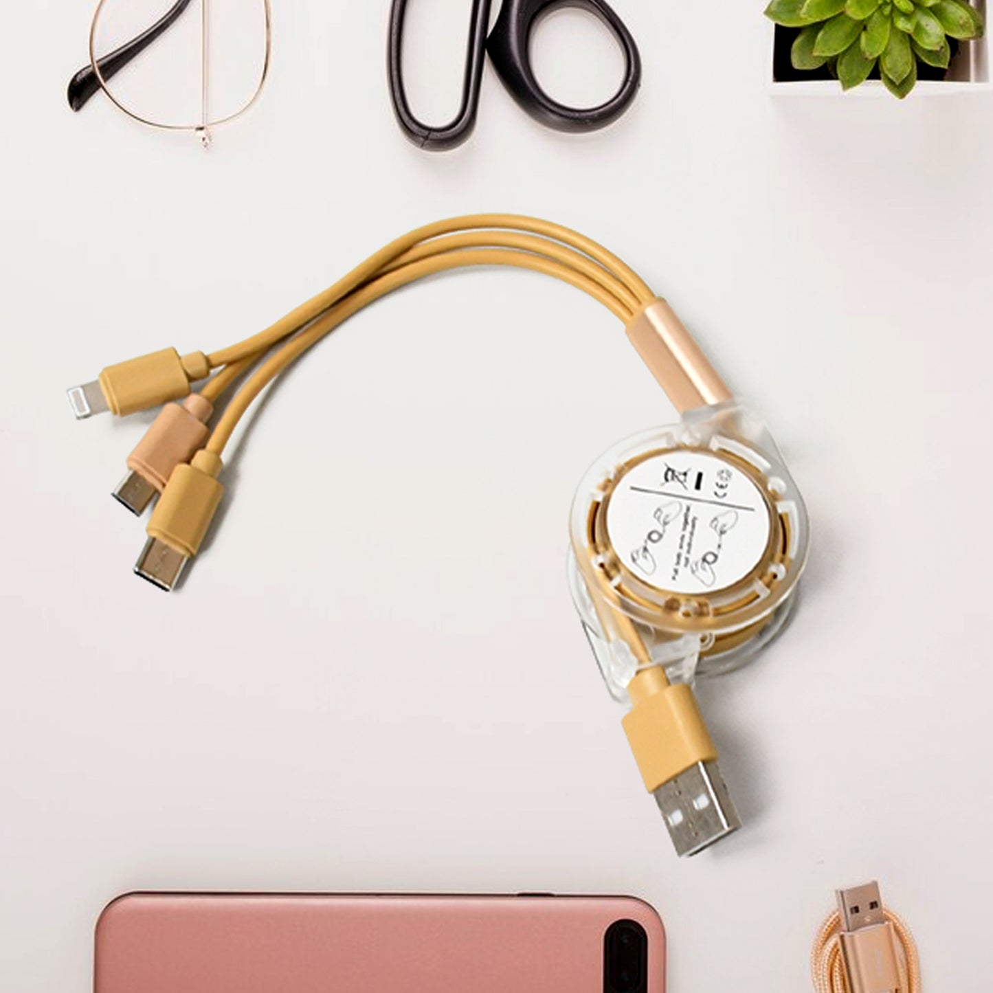 Versatile 3-in-1 Retractable Charging Cable – Micro USB, Type-C, Fast Charging for Android & iOS Devices