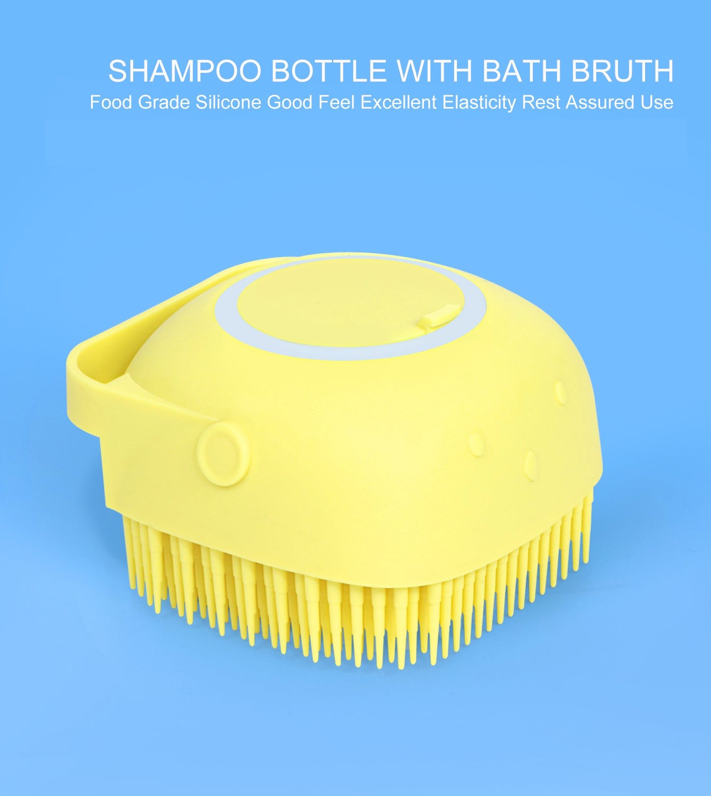 Soft Bristle Silicone Massage Brush – Bath and Shampoo Dispenser Combo