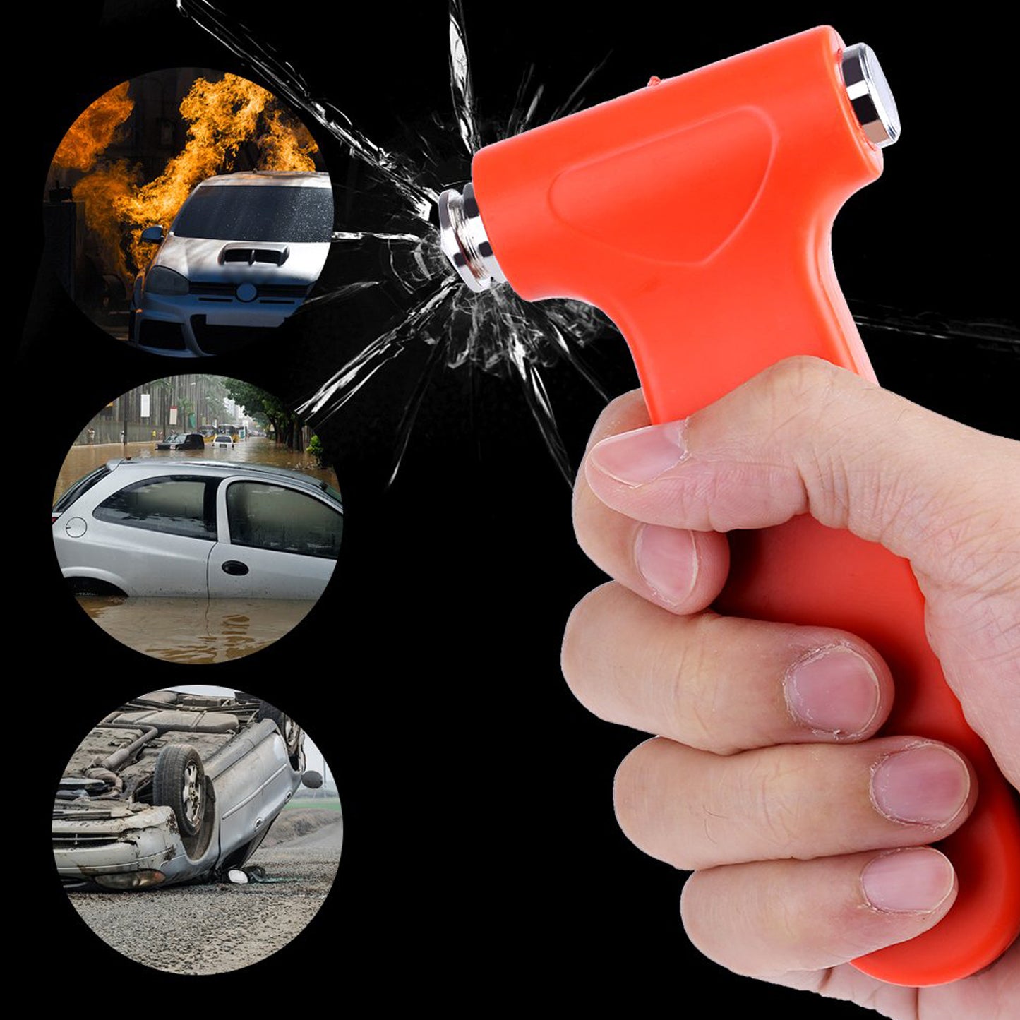 Safety Hammer - Car Emergency Tool with Window Breaker and Seatbelt Cutter