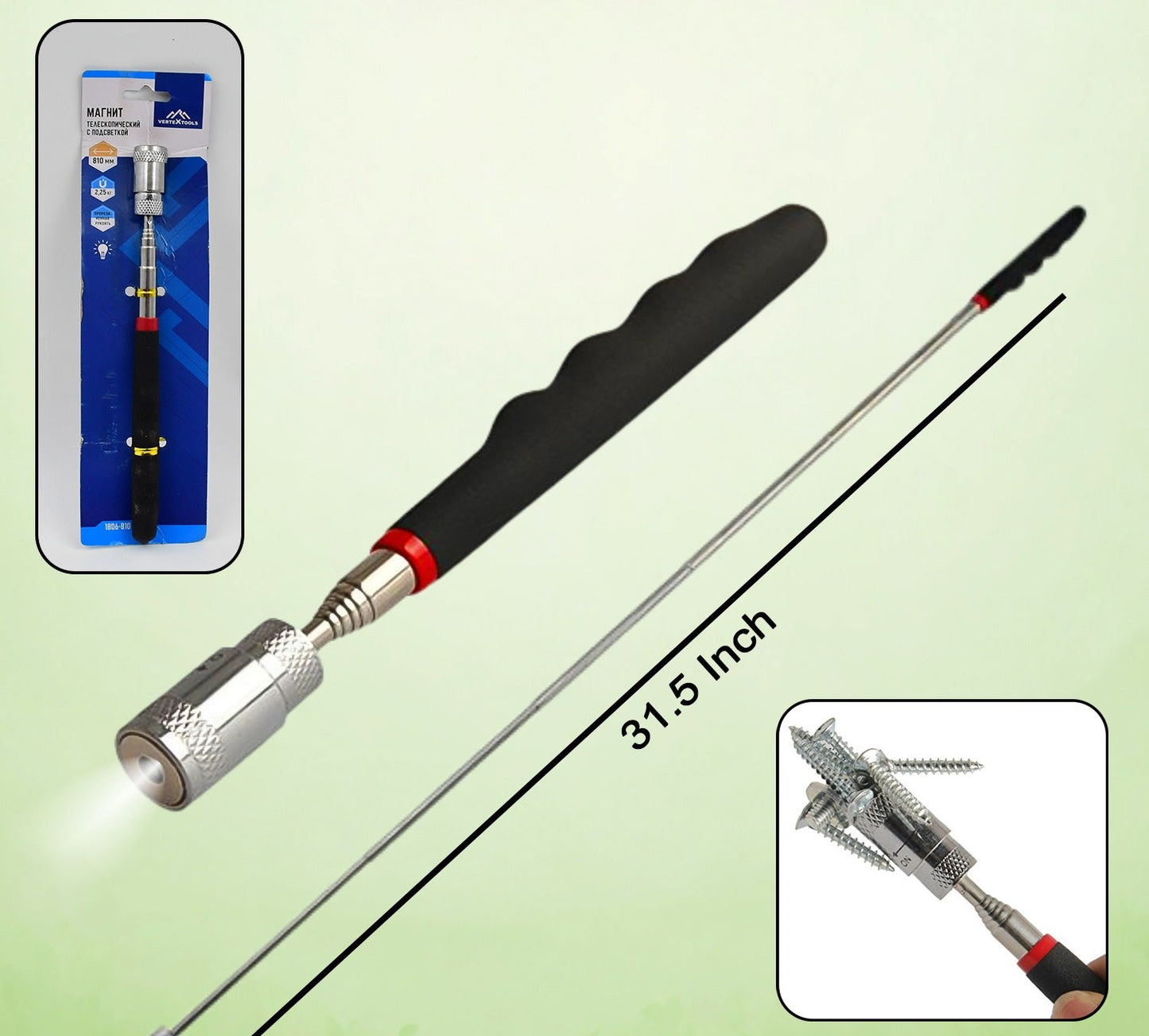 Telescopic Magnetic Pick Up Tool | Mini LED Magnet Too