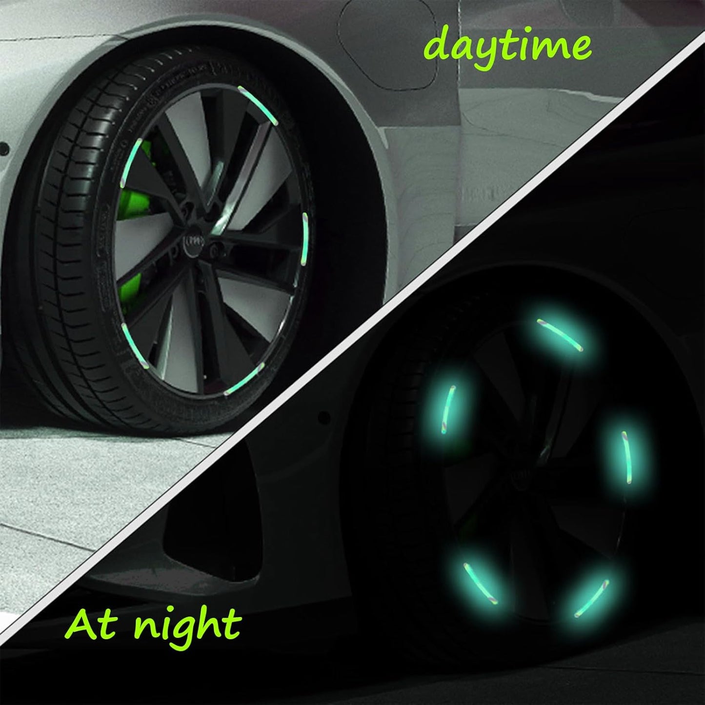 Night Warning Stickers-Car Wheel Hub Reflective Car Stickers (20 Pcs Set, Multicolored)