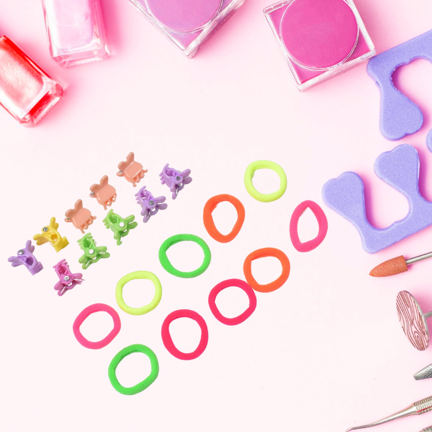 Hair Clips &amp; Hairband Set - Multicolour Mini Hair Claw Clips &amp; Hair Bands for Girls (22 Pcs / Mix Design)