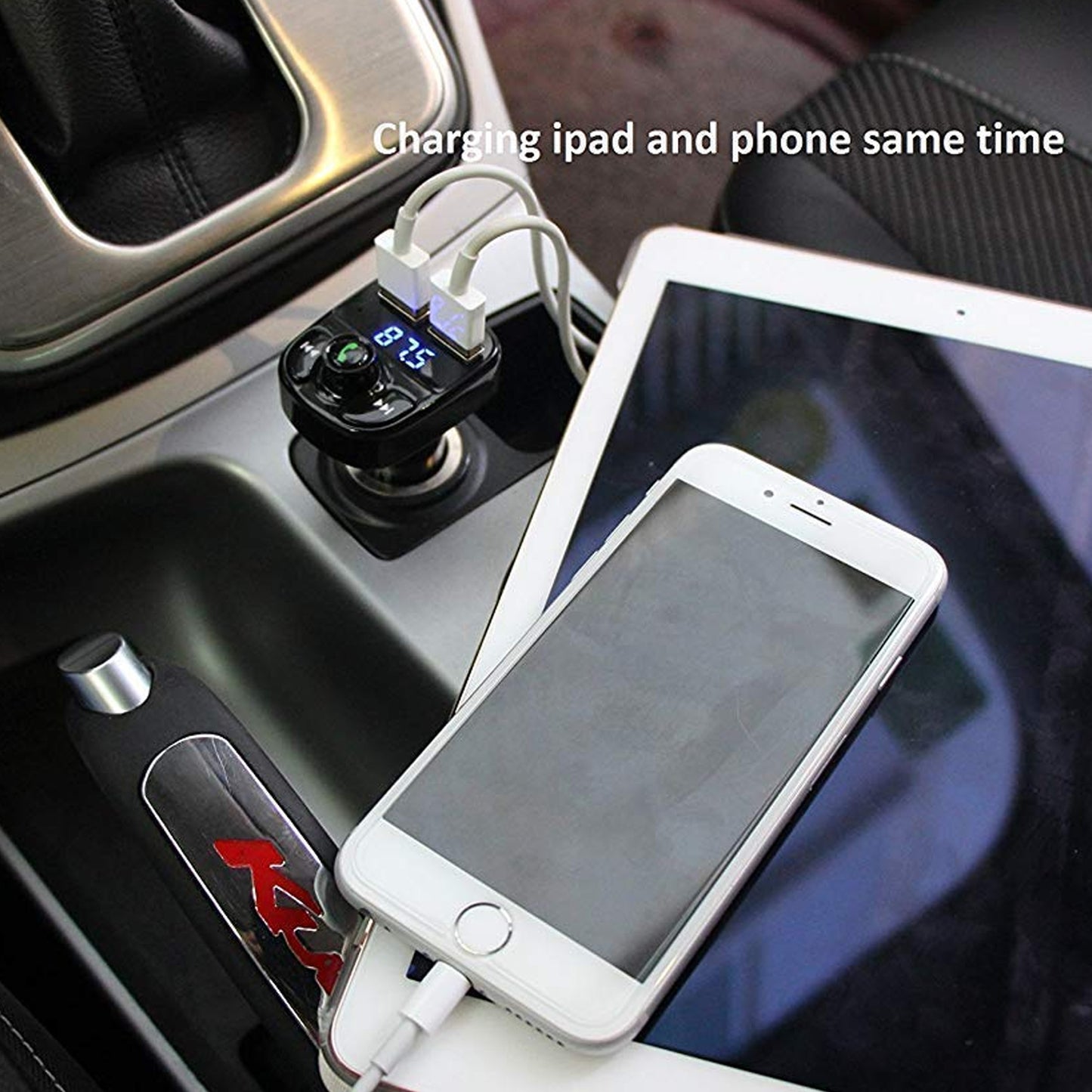 Car Bluetooth FM Transmitter with Fast Dual USB Charger - 3.1A Quick Charge