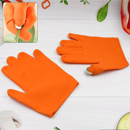 Silicone Thumb Knife Finger Protector Gears - Cutting & Harvesting Garden Gloves (Right-Handed)