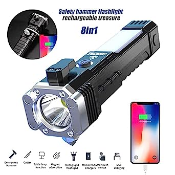 Portable 3W LED Flashlight | Rechargeable with Long Distance Beam and Multi-Function Tool